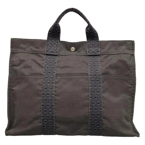 HERMES Her Line Tote MM Gray Polyamide Polyester Tote Bag